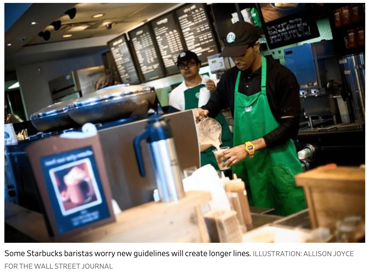 في Starbucks، طُلب من صانعي القهوة ألا يعدّوا أكثر من مشروبين في وقت واحد (The Wall Street Journal)
